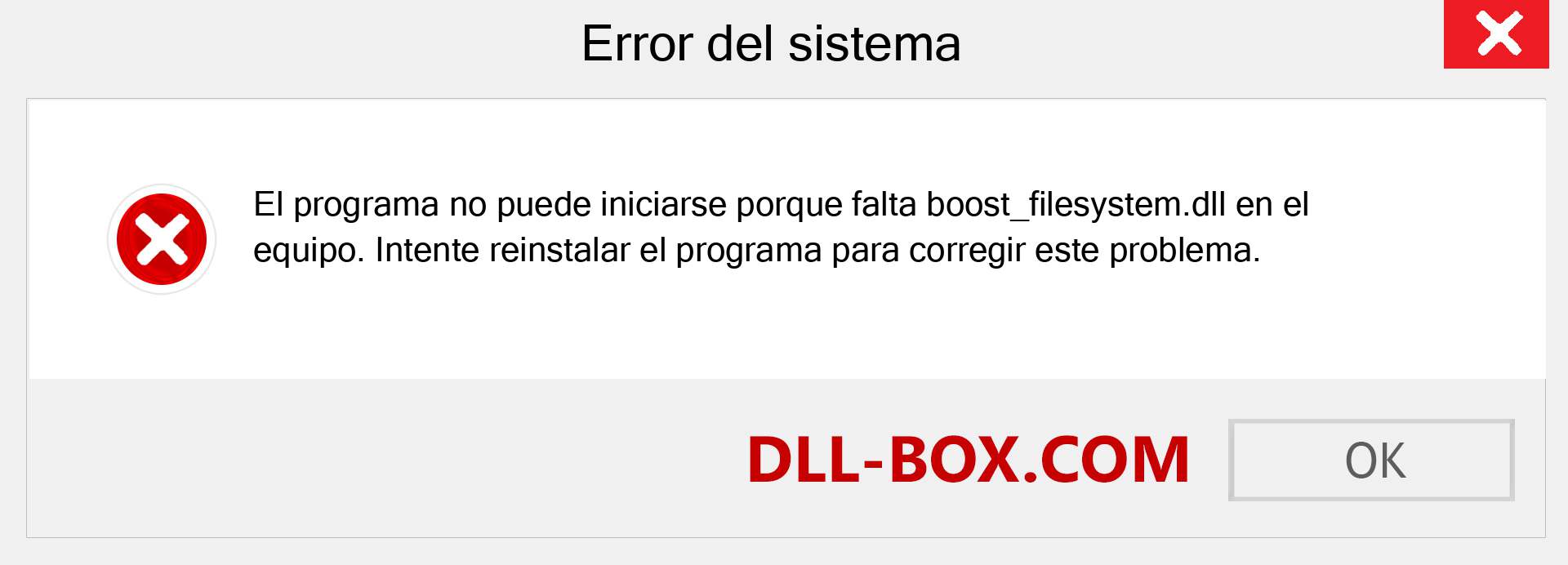 ¿Falta el archivo boost_filesystem.dll ?. Descargar para Windows 7, 8, 10 - Corregir boost_filesystem dll Missing Error en Windows, fotos, imágenes