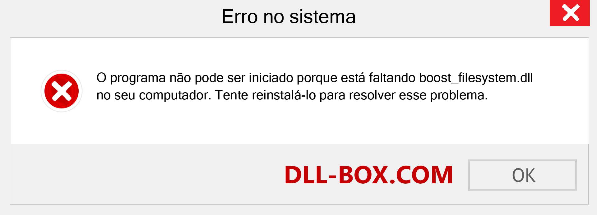 Arquivo boost_filesystem.dll ausente ?. Download para Windows 7, 8, 10 - Correção de erro ausente boost_filesystem dll no Windows, fotos, imagens